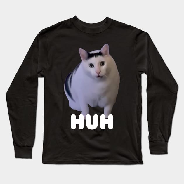 Huh Cat Meme Long Sleeve T-Shirt by LaroyaloTees